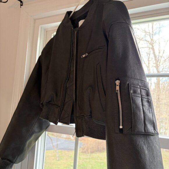 Frankie Shop Cropped Faux Leather Jacket - Picture 9 of 12